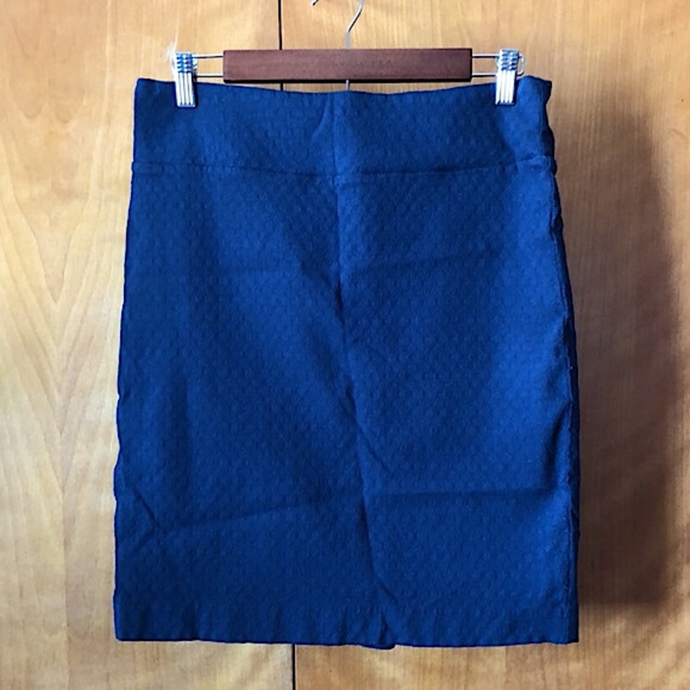 Margaret M Stretch Pencil Mini Skirt Navy Blue Textured XL